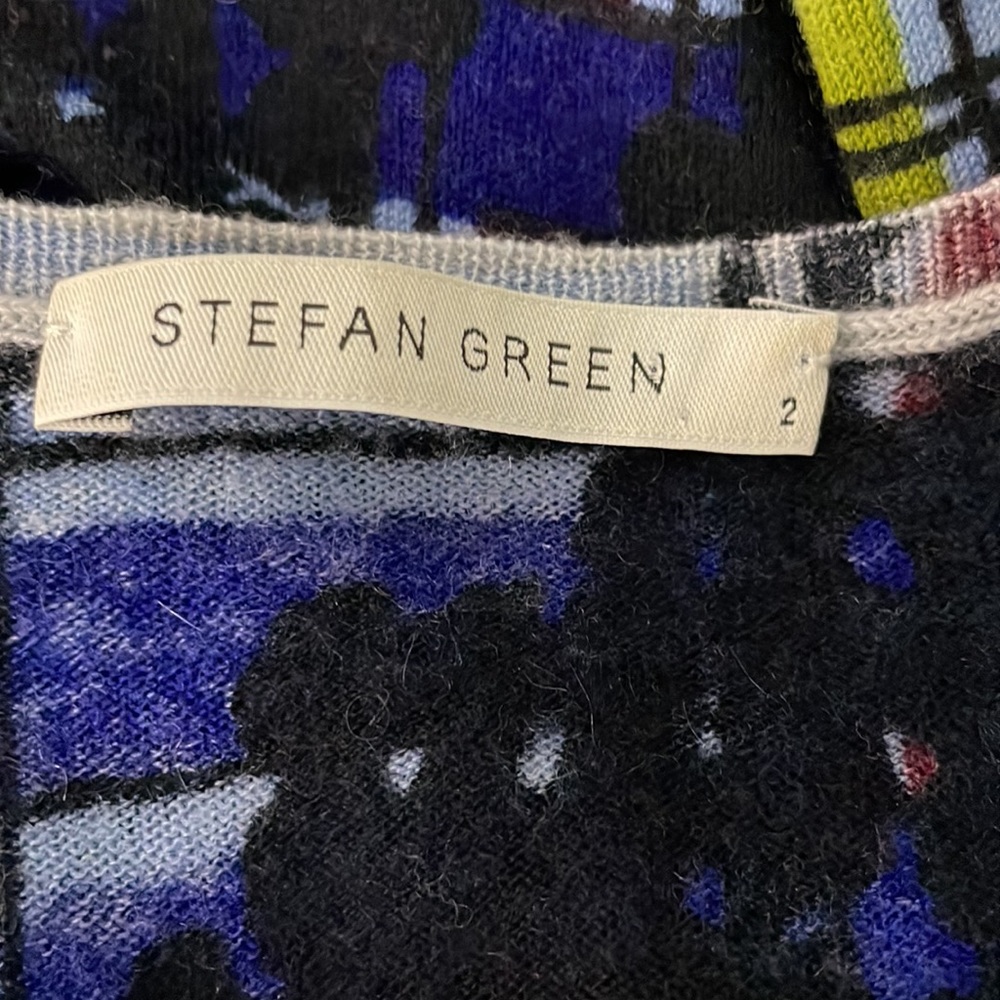 Stefan Green Abstract Print Cashmere Blend Cardigan size 2 - Picture 10 of 11